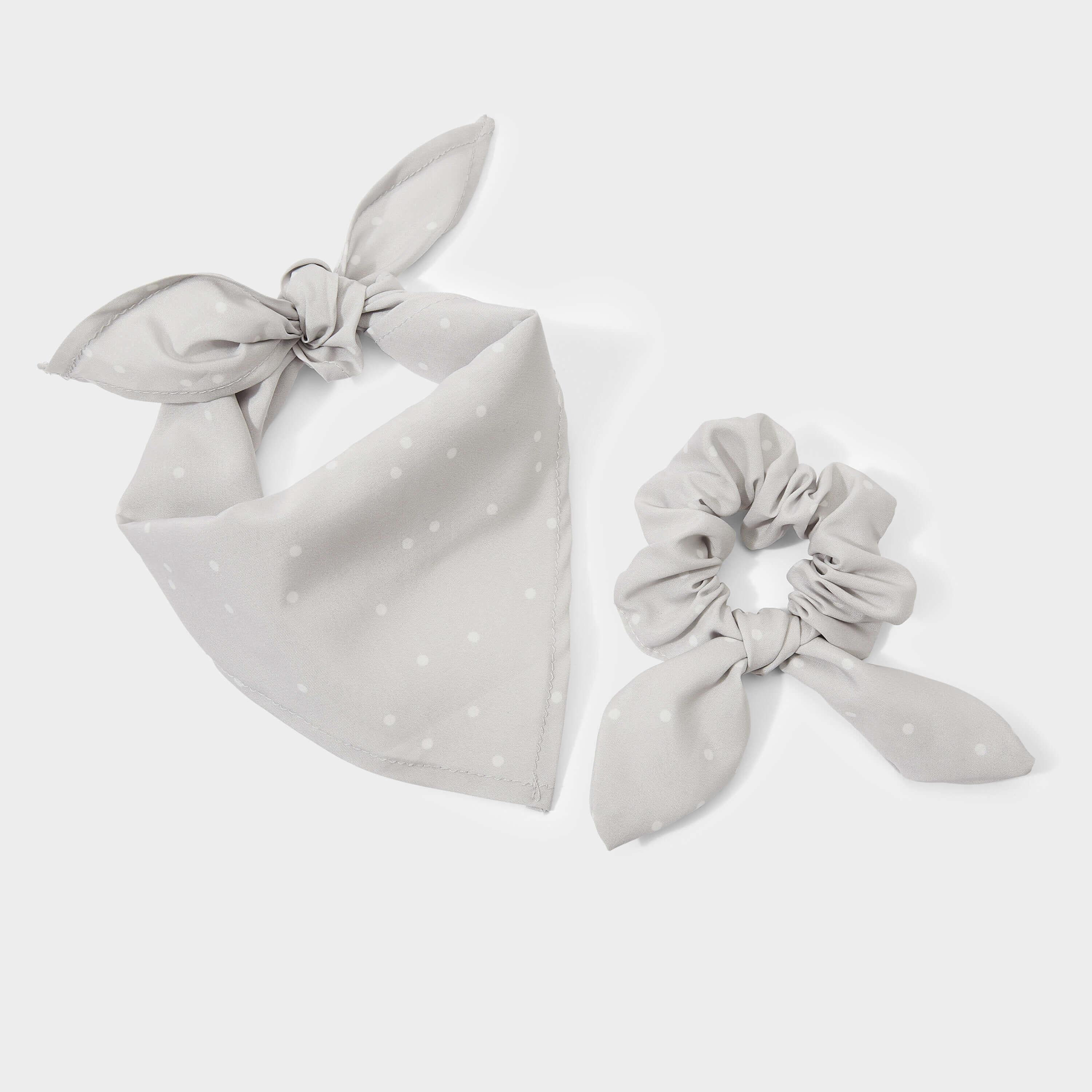 Dog Bandana & Scrunchie Set |Grey