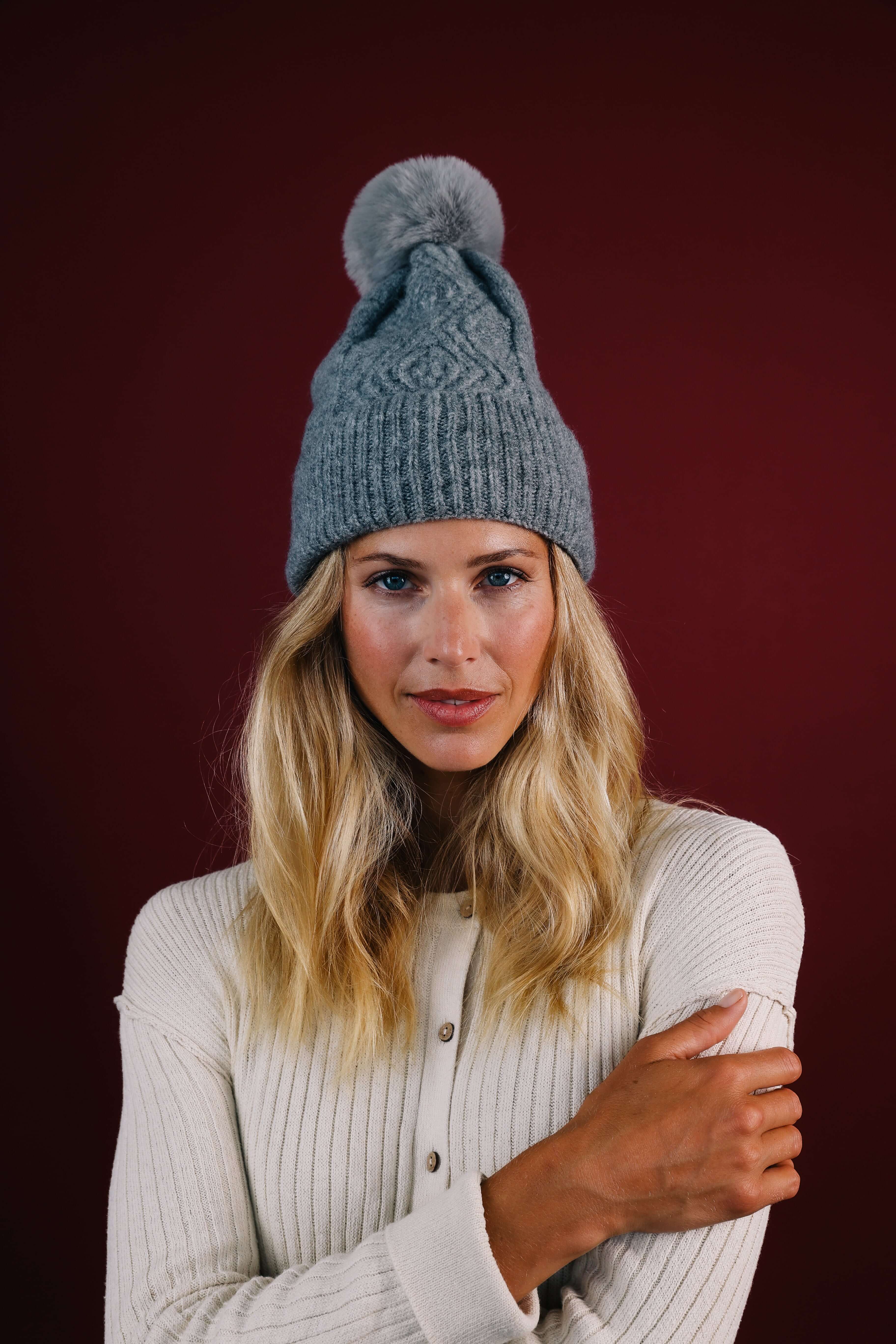 Ingrid Bobble Hat- Slate