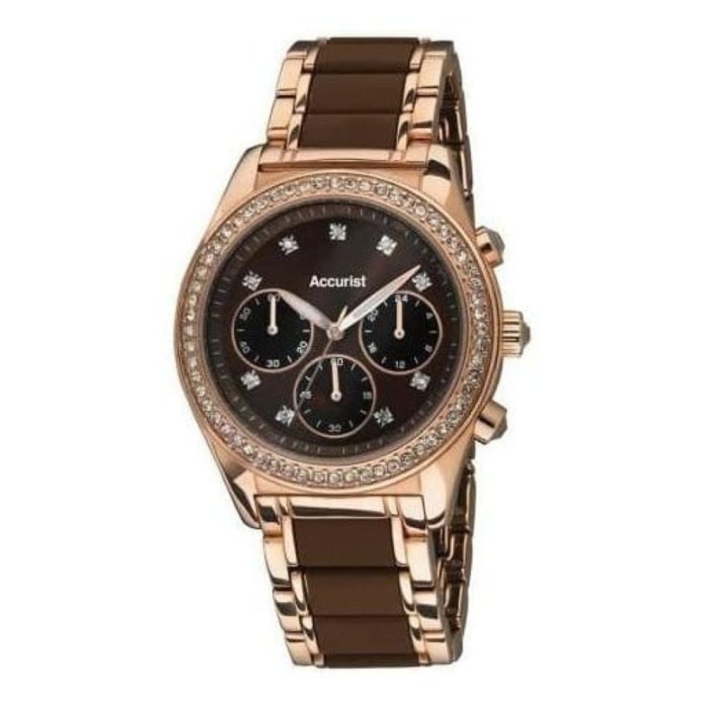 Two Tone Brown Silicone & Rose Gold Bracelet Watch