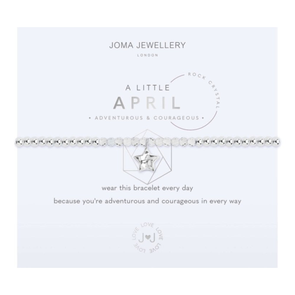 A Little | Birthstone April Rock Crystal | Bracelet | 17.5cm Stretch