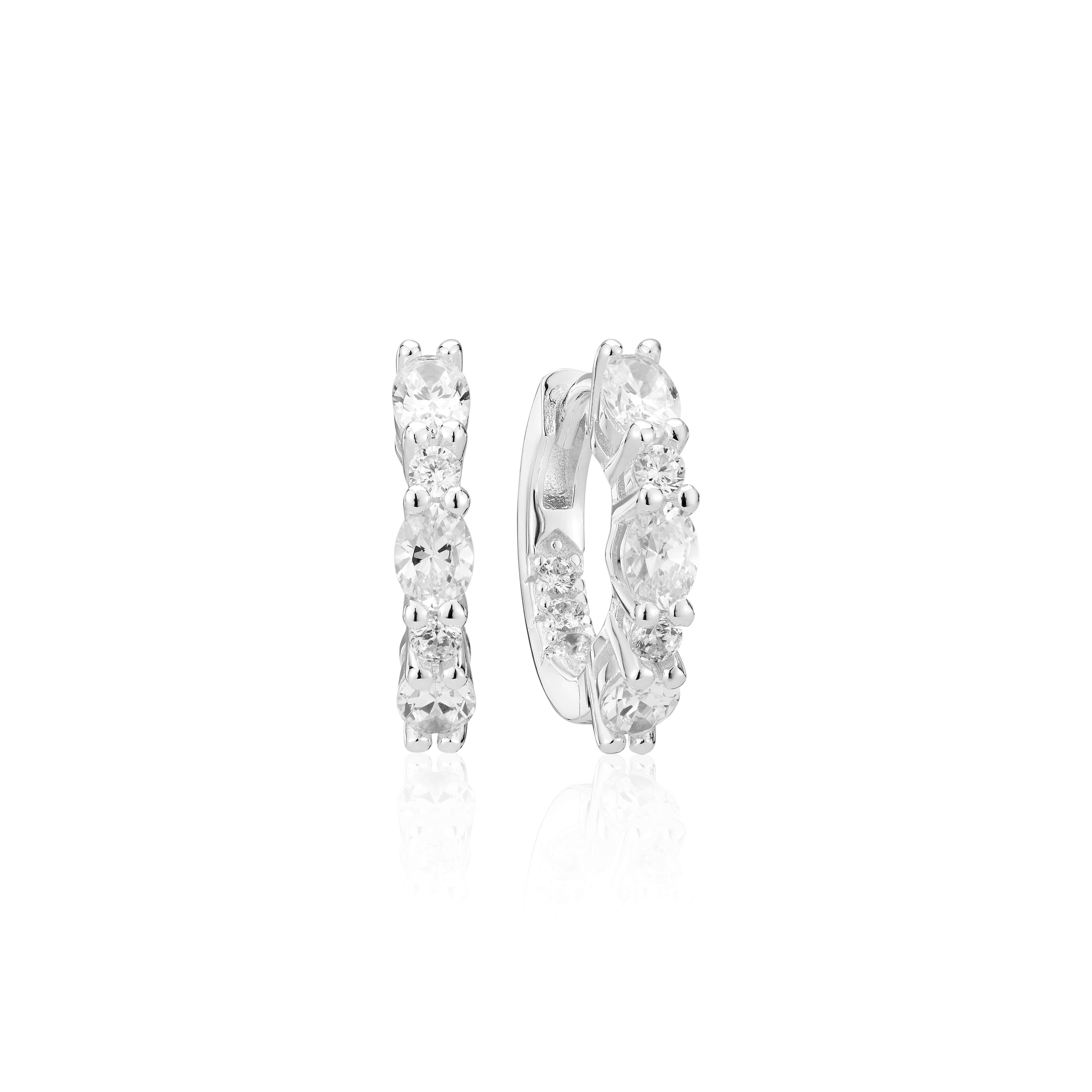 Ellera Ovale Medio Earrings With White Zirconia