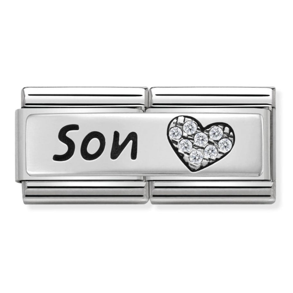 Classic Double Silver CZ Son Link