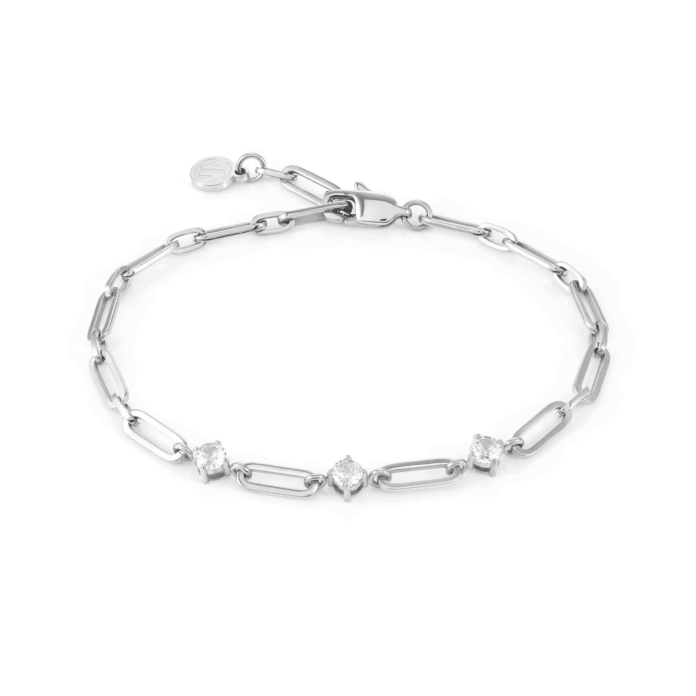 CHAINS OF STYLE Bracelet In Steel & White CZ