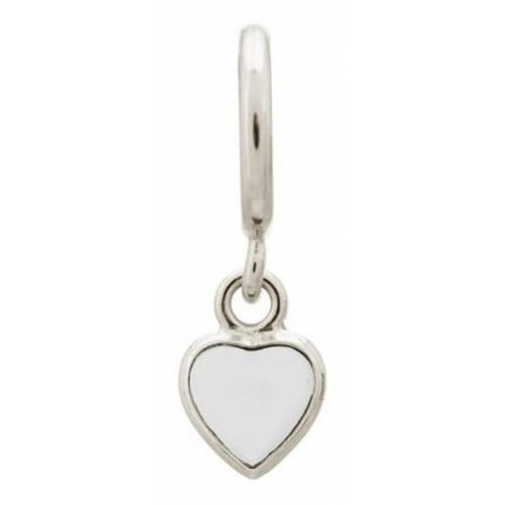 White Enamel Hanging Heart Charm