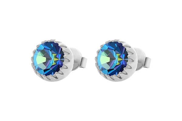 LONDON Small (S/P) 8mm Bermuda Blue Ear Stud