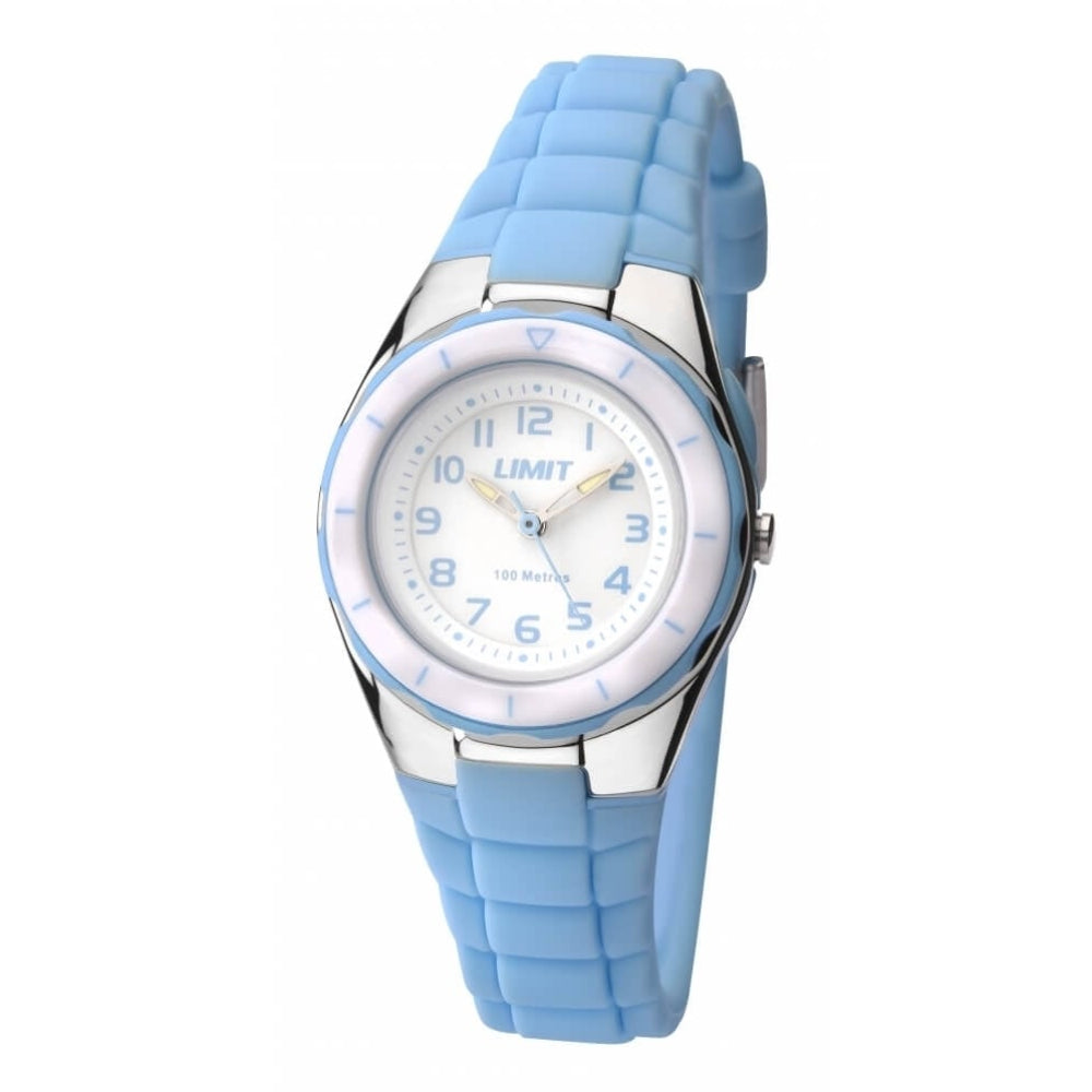 Pale Blue Silicone Strap & Plastic Case Wrist Watch