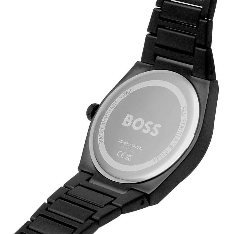 Steer Black SS Bracelet Black Dial Gents Watch