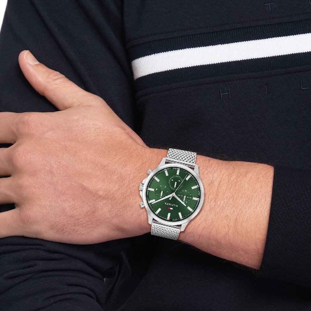 Ryder Green Dial Stainless Steel Mesh Strap Watch