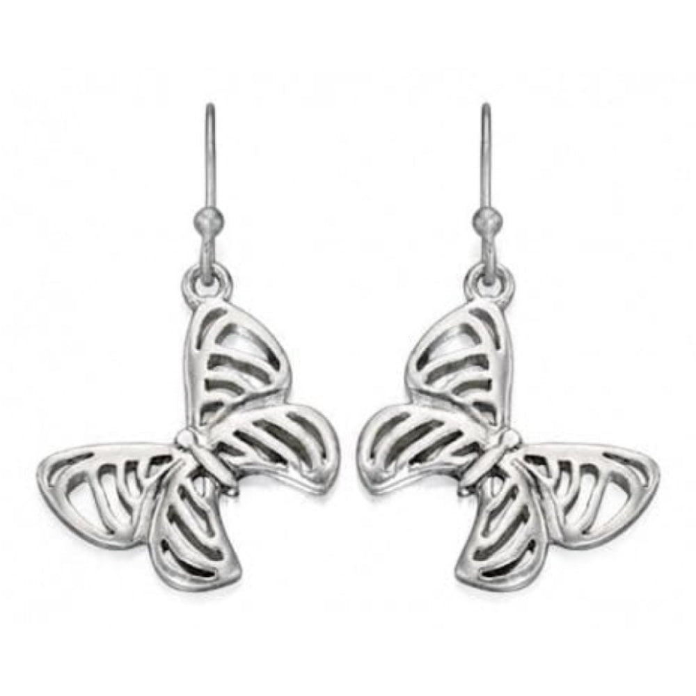 Ladies Stainless Steel Matte Finish Butterfly Earrings