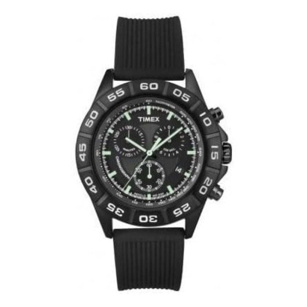 Gents Sport Chronograph Black Rubber Watch