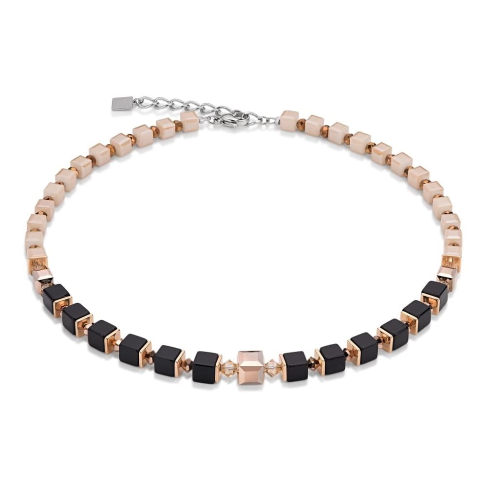 Gold & Black Geo Cube Necklace