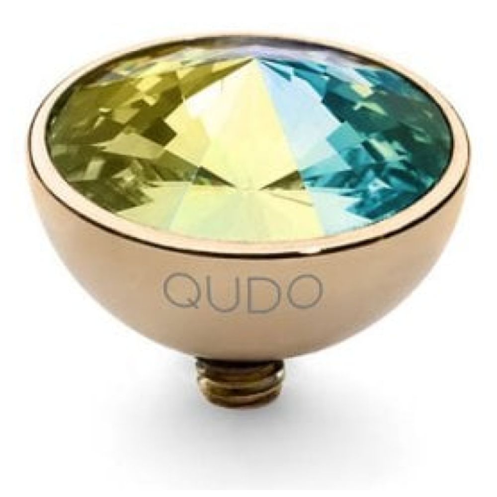 Famosa Gold 11.5mm Bottone Ring Top Aurora Boreale