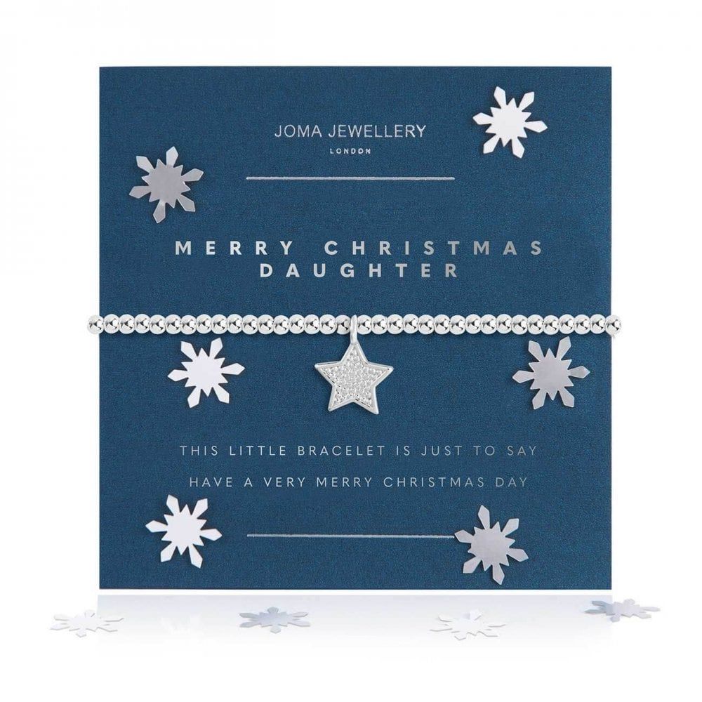 Snow Globe A Little | Merry Christmas Daughter | Silver | Bracelet | 17.5cm Stretch