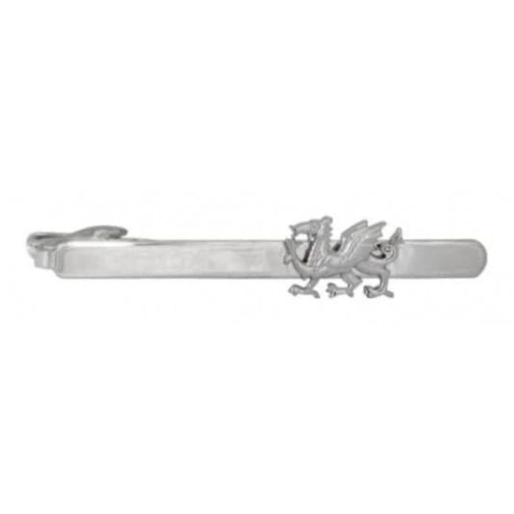 Rhodium Plated Welsh Dragon Tie Bar