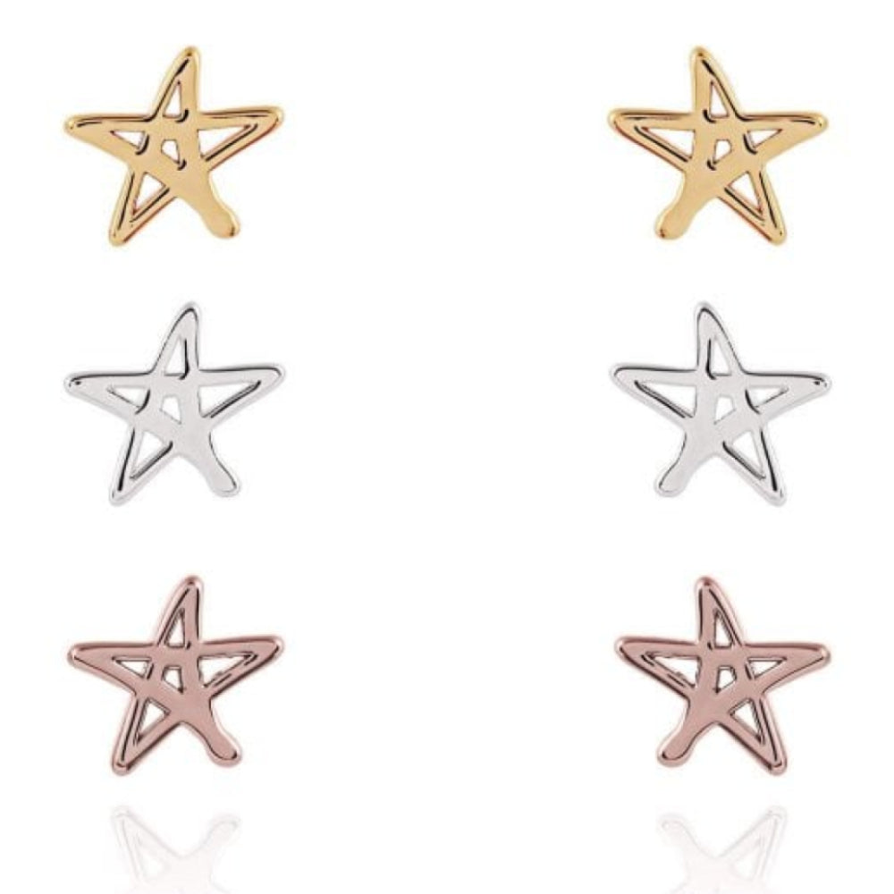 Florence Outline Star Earring Set - Silver Rose Gold Yellow Gold