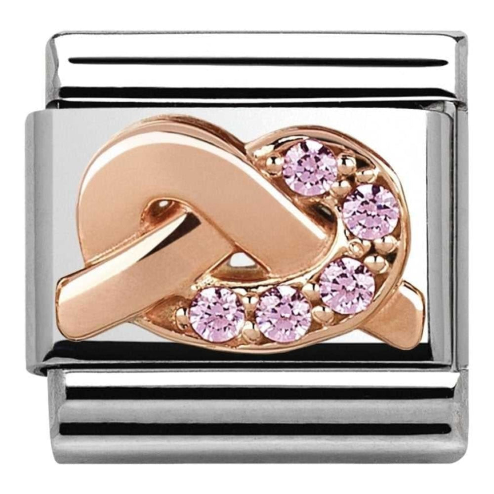 Classic Rose Gold Pink CZ Knot Link