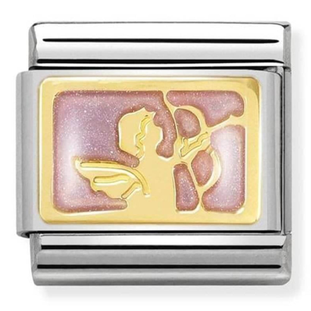 Classic Plates 18k Gold, Enamel & Stainless Steel Messenger Angel Attraction Link