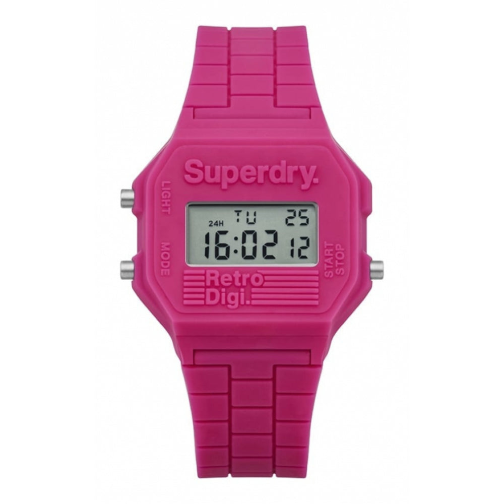 Mini Retro Digi Pink Silicone Strap Watch With Digital Display Dial