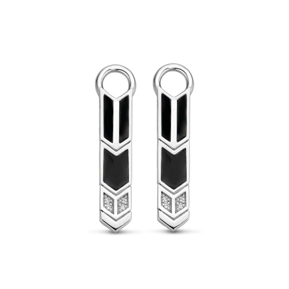 Black Onyx Feather Pattern Ear Charm