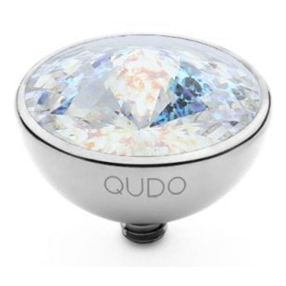 13mm Interchangeable Bottone White Patina Crystal Top in S/P