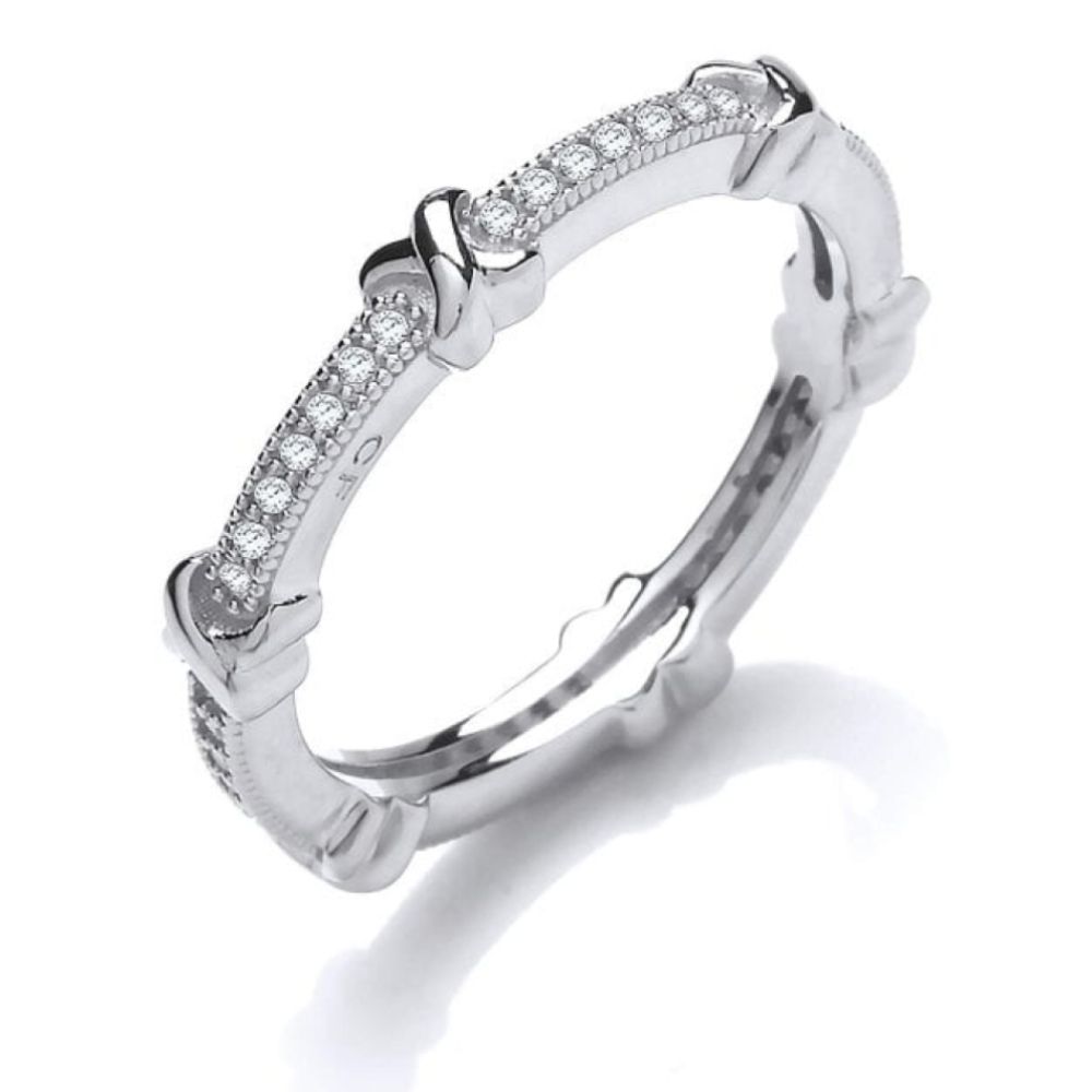 Silver Delicate CZ Bows Ring Size 6/L