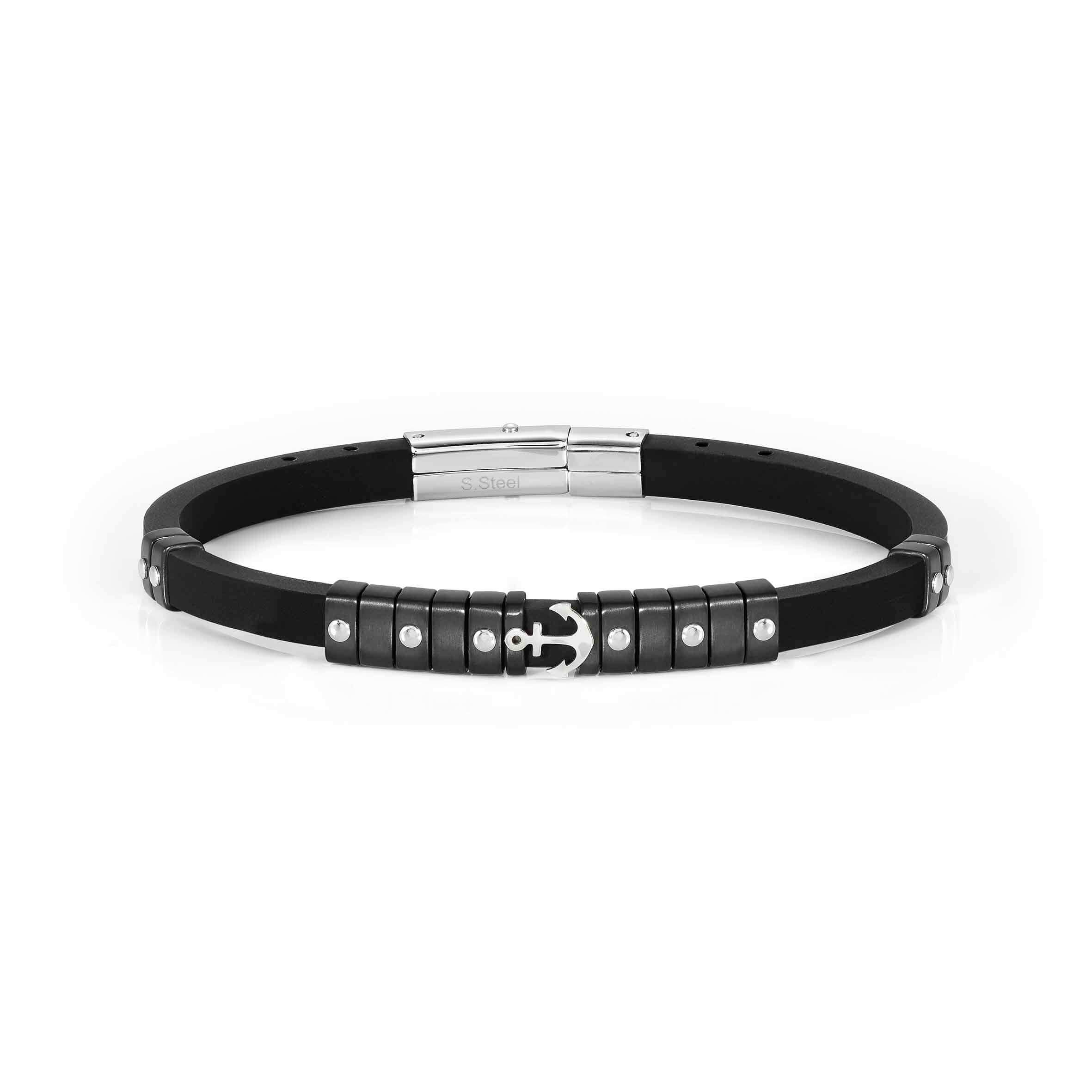 City Bracelet In Silicone With Black Anchor