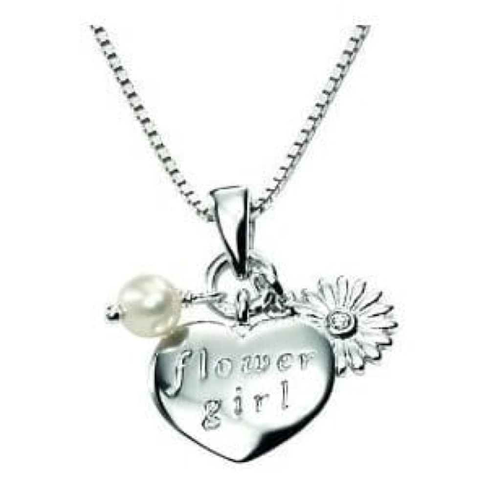 Sterling Silver Heart And Flower Necklace