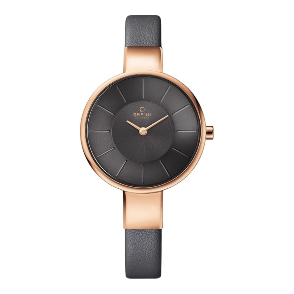 SOL - PEBBLE Rose Gold Plated Leather Calf Watch