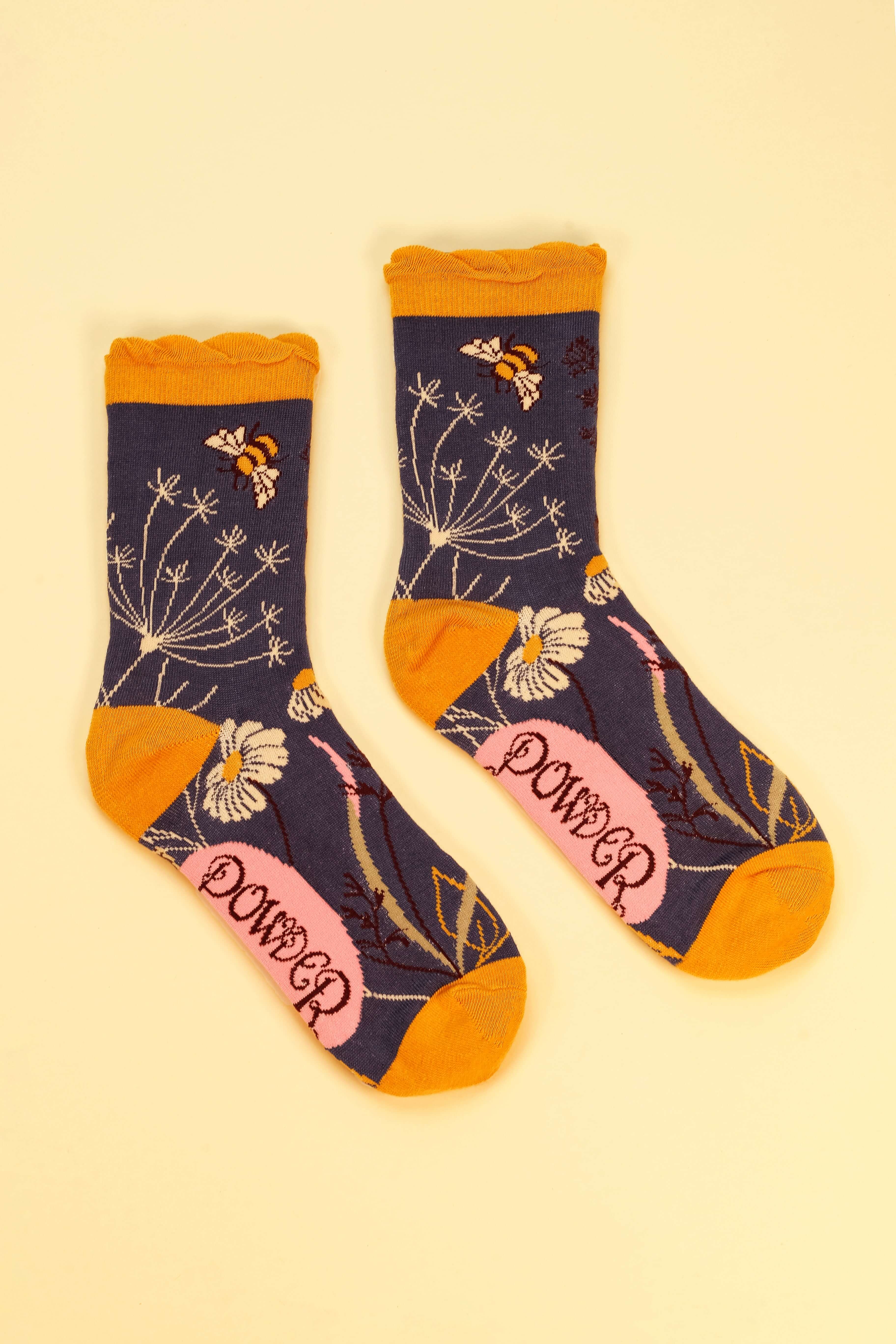 Summer Meadow Ankle Socks - Navy