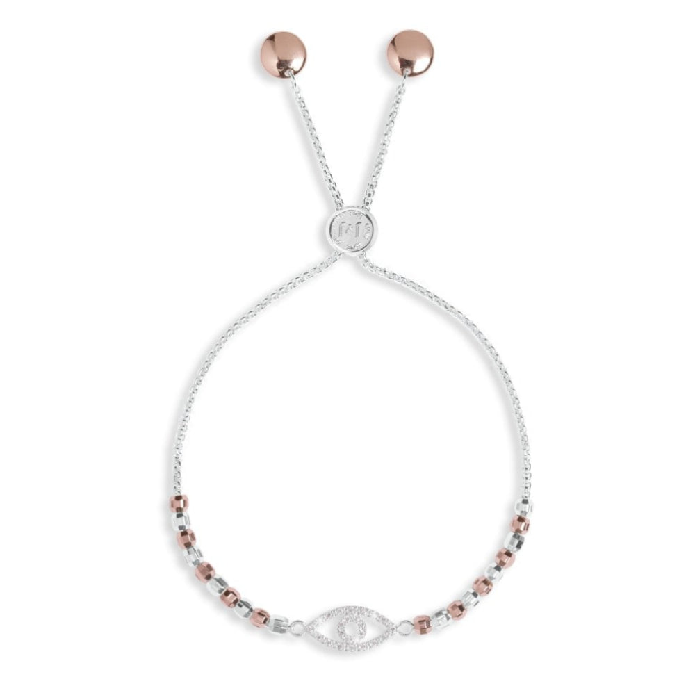 AMULET Bracelet - Eye - Silver And Rose Gold - Adjustable Slider Bracelet
