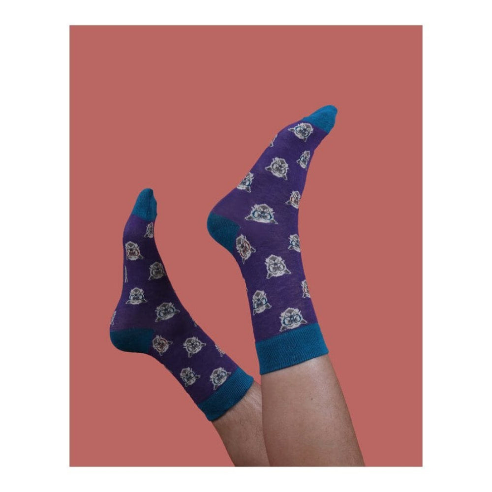 Men's Clever Westie Socks - Purple
