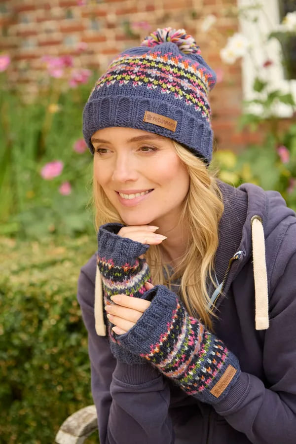 Iona Roll Back Bobble Beanie Denim