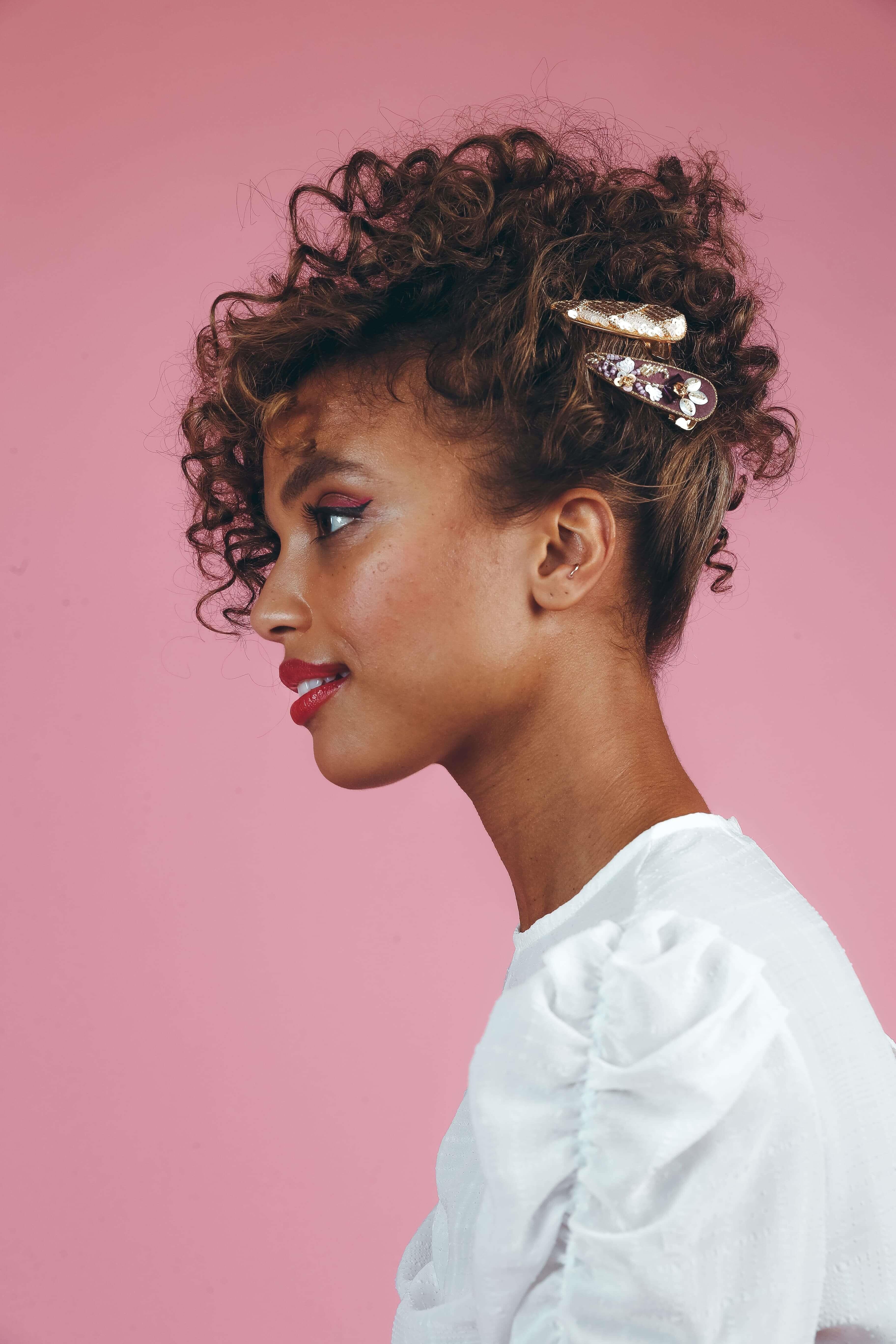 Jewelled Hair Clip - Mulberry/Gold