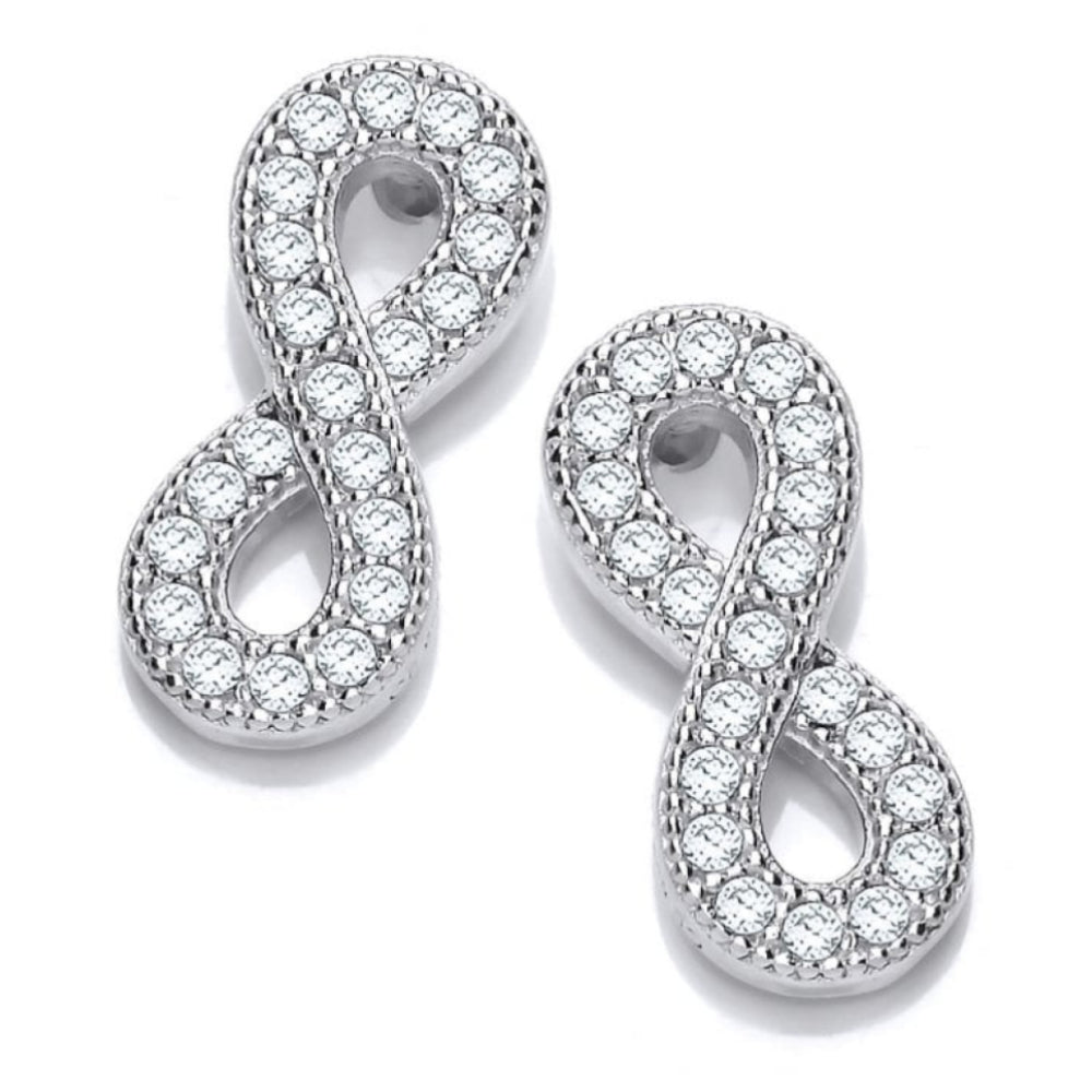 Silver CZ Infinity Earrings