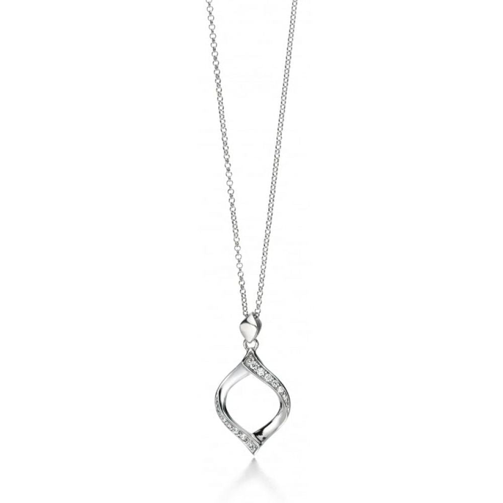 Cut Out Twist Drop Clear CZ Pendant