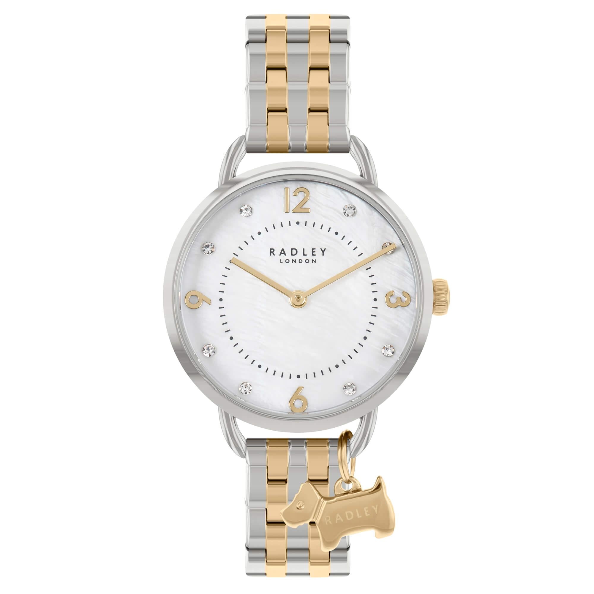 Ladies Two Tone Gold & Silver Open Shoulder Bracelet Watch