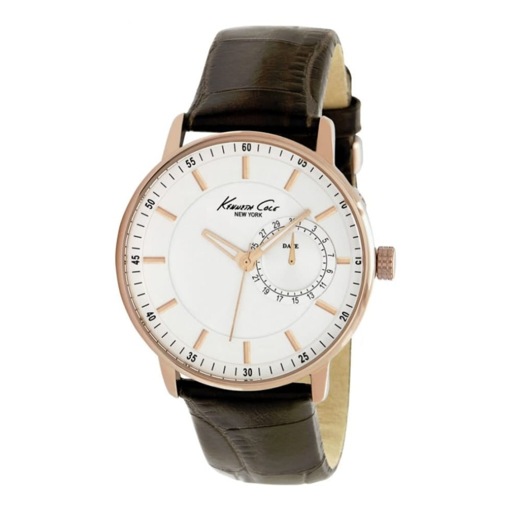 Mens white and rose gold watch