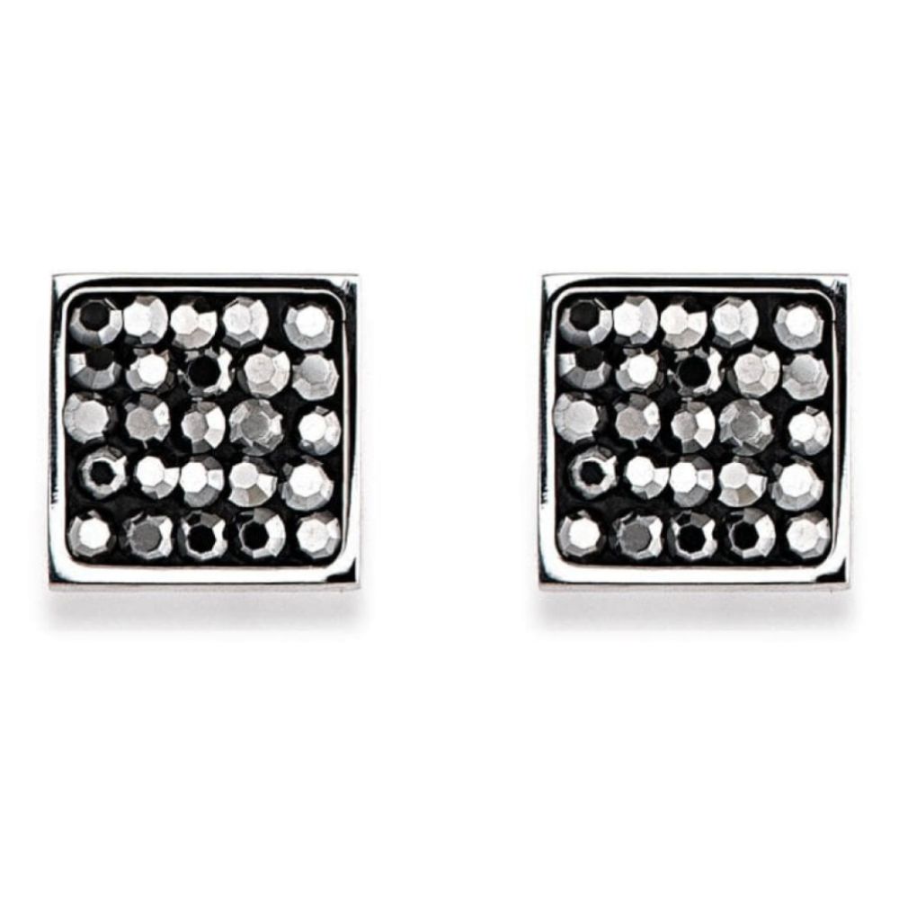 Square Earrings with Stickpin & Anthracite Swarovski Crystals