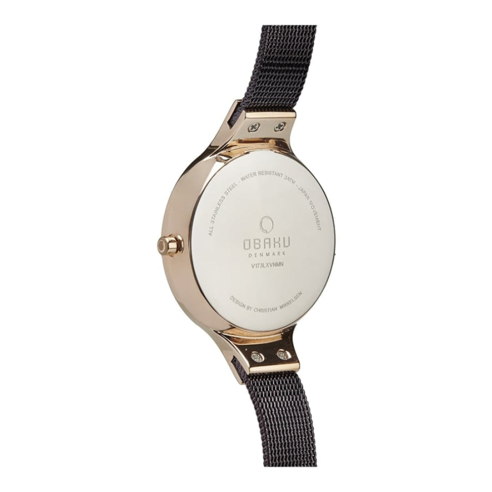 SKY- WALNUT Rose Gold Plated Stainless Steel Mesh Bracelet Watch