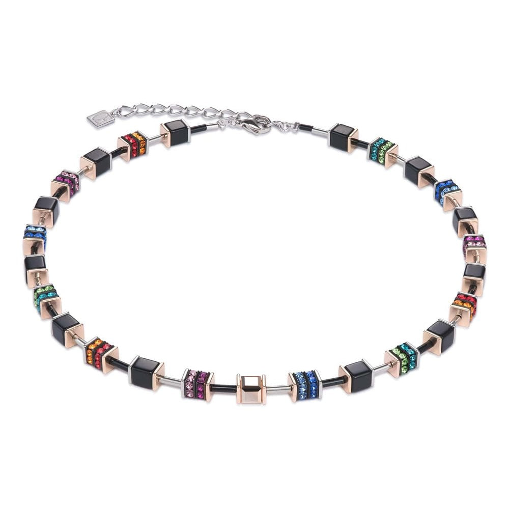 Multicolour & Rose Gold Geo Cube Necklace