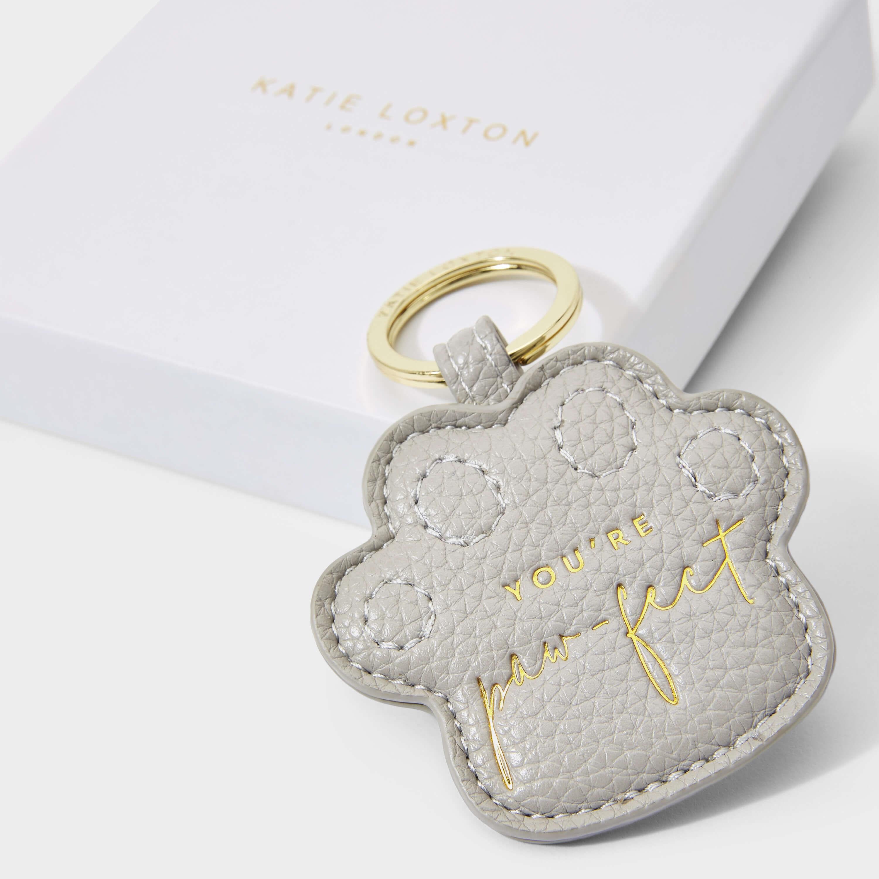 Beautifully Boxed Keyring | You're Paw-Fect | Grey
