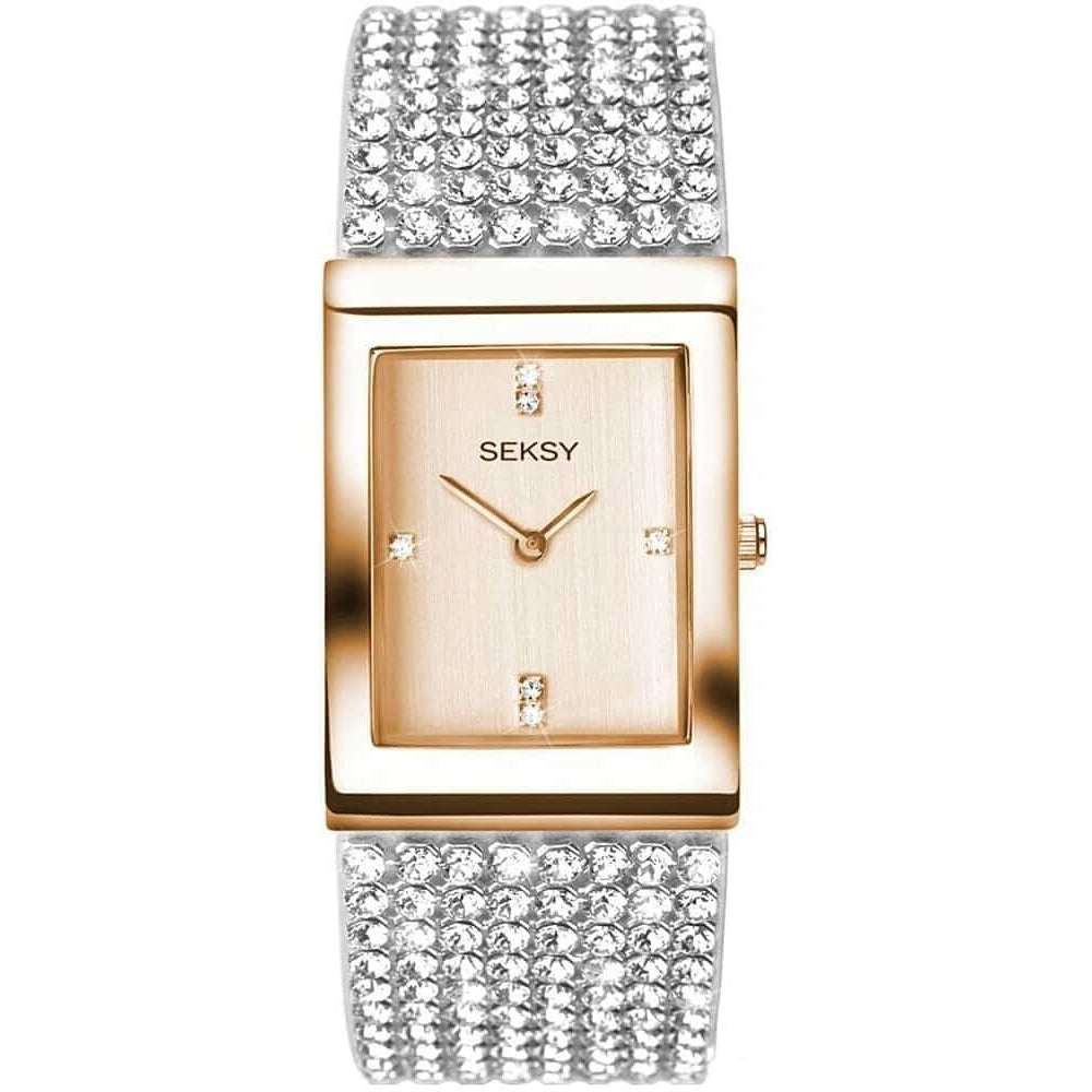 Rose Gold Plated Dial & Crystal Bracelet Strap Ladies Wristwatch