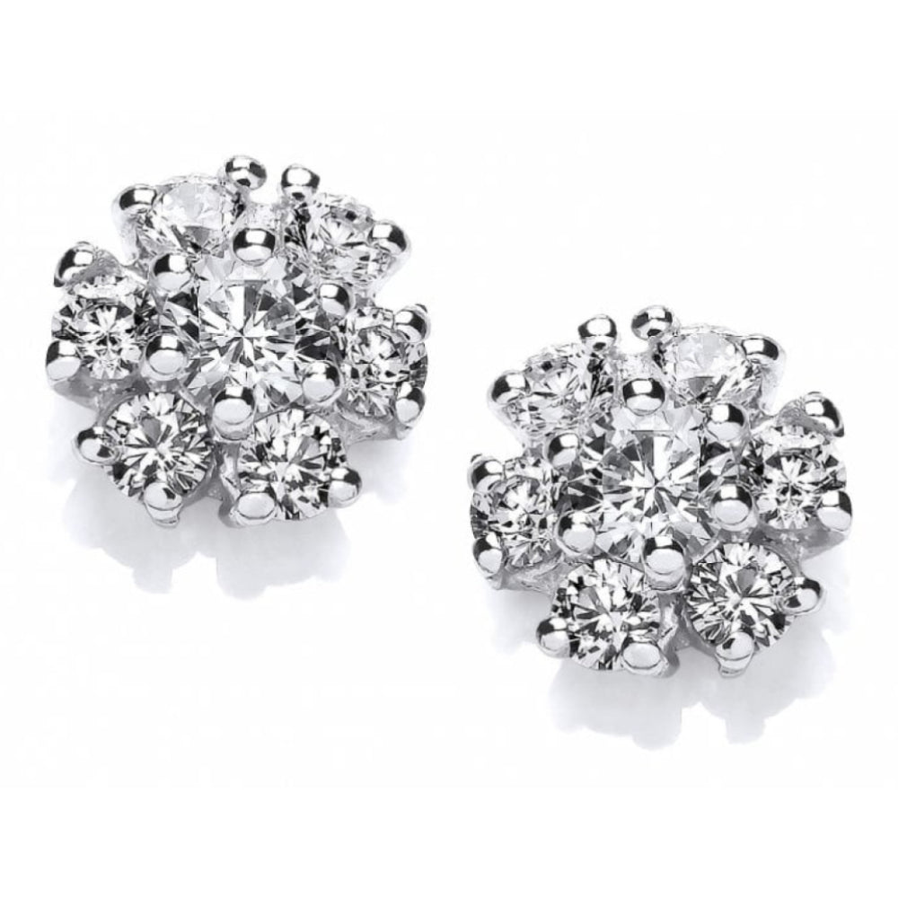 Silver Cluster CZ Earrings
