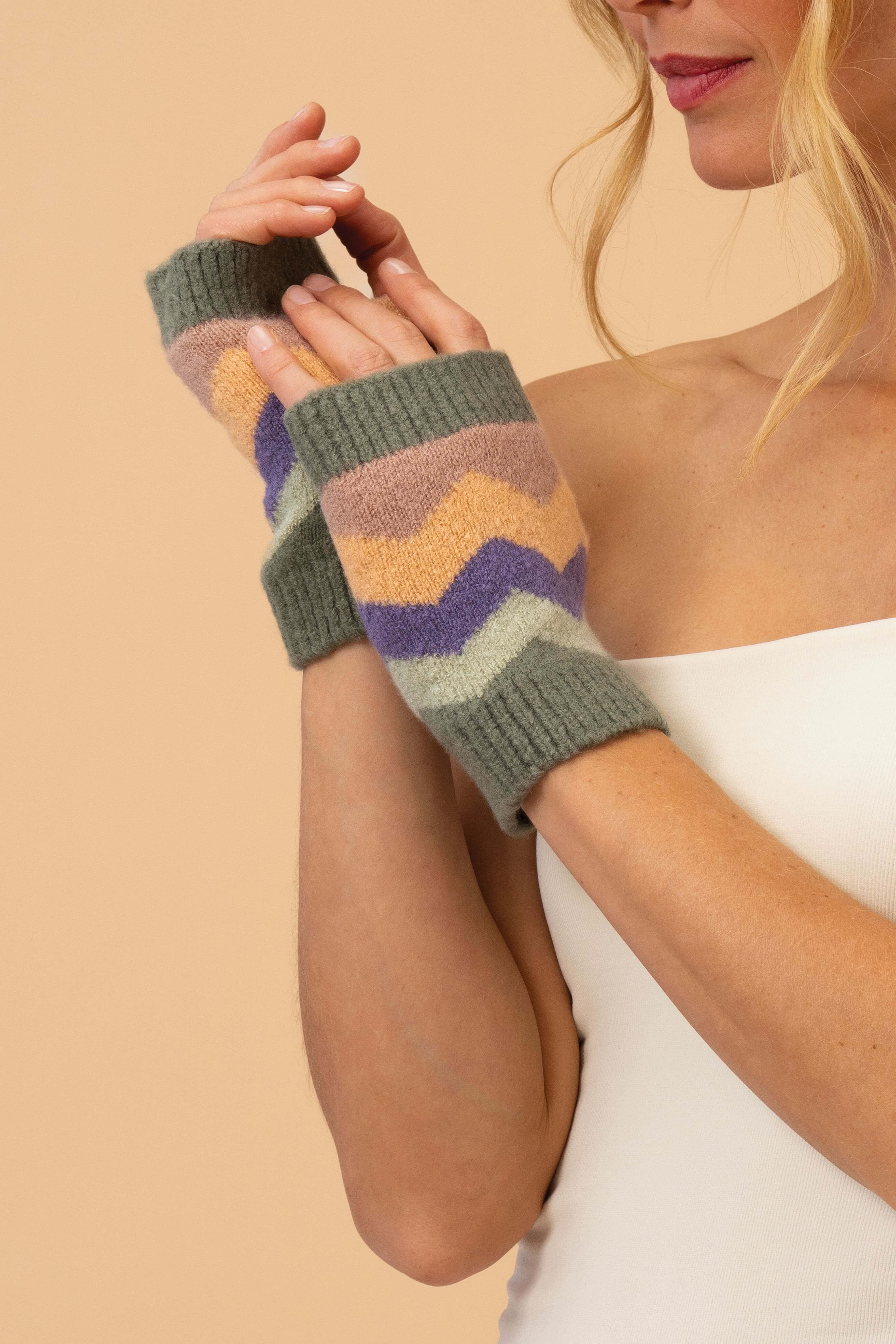 Ladies Nora Wrist Warmers - Sage Mix