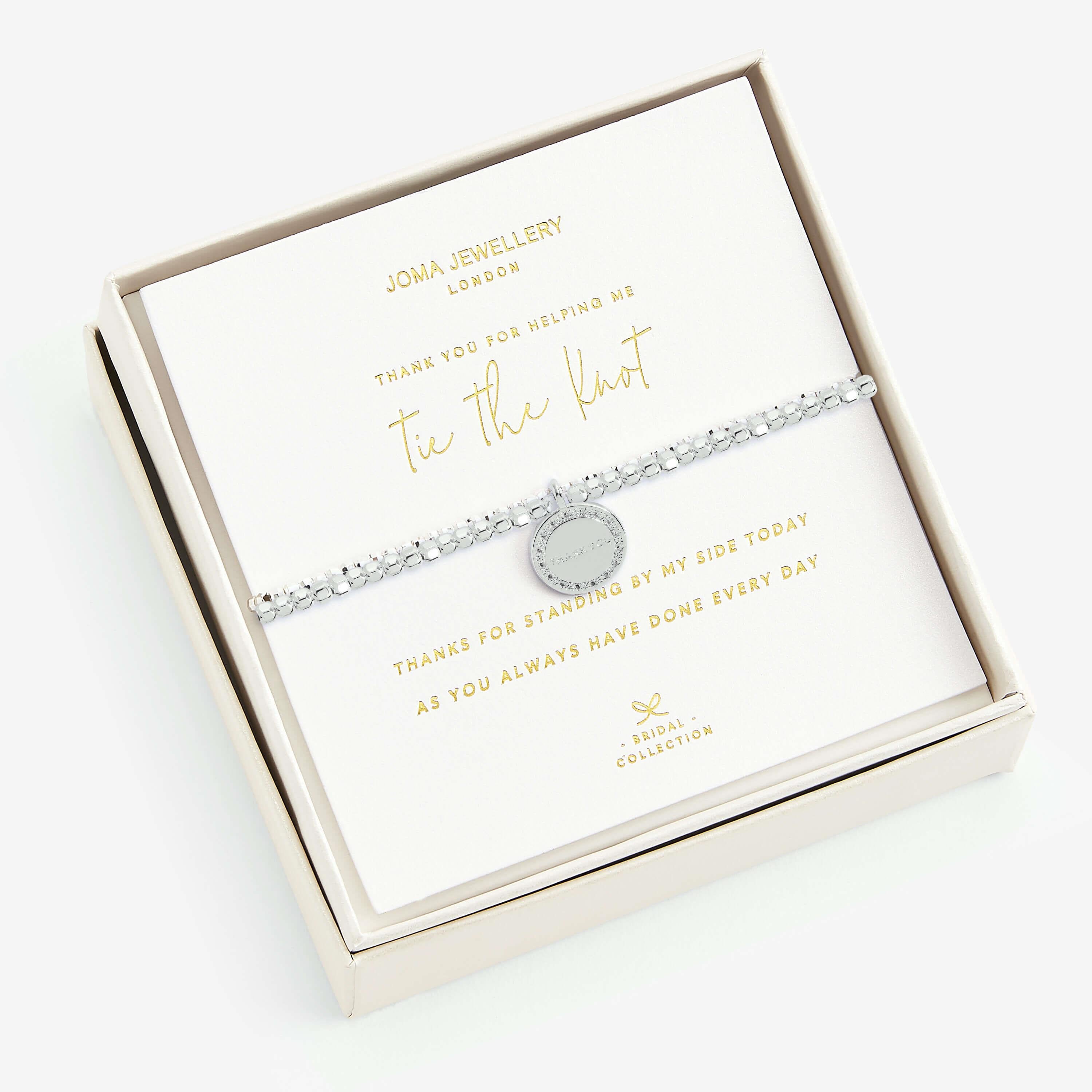 Beautifully Boxed Bridal Bracelets | Thank You For Helping Me Tie The Knot | Silver | Bracelet | 17.5cm Stretch