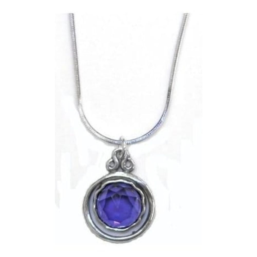 Ladies Handmade Silver Circular Amethyst Pendant Necklace
