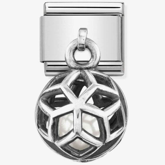 Composable Classic Charms Round Cages Rhombus White Pearl Link