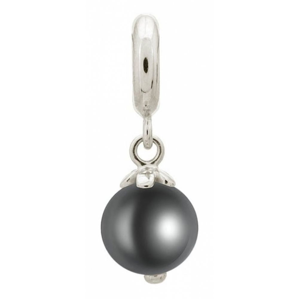 Sterling Silver Bracelet Charm With Black Pearl