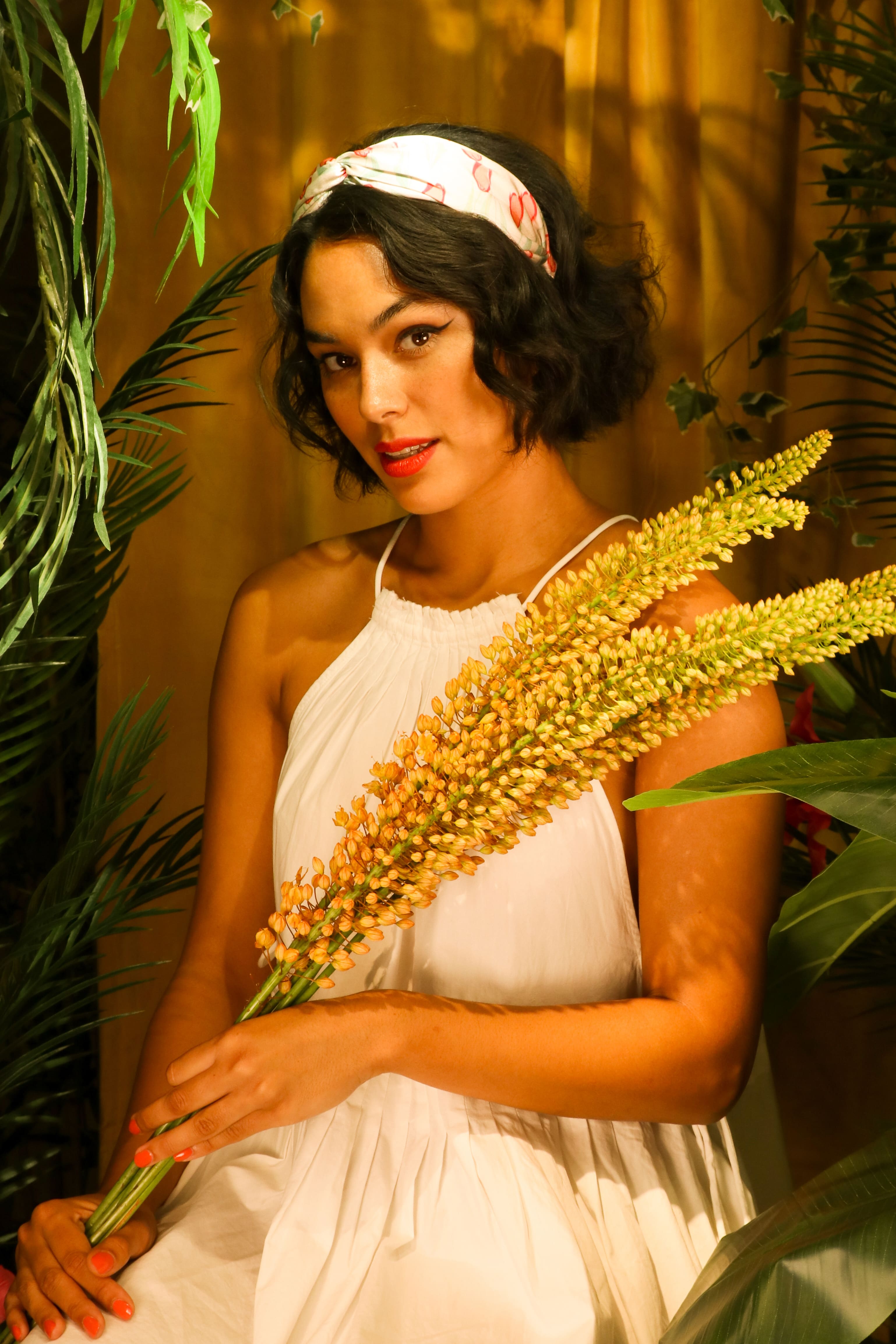 Satin Headband Tulip Cream