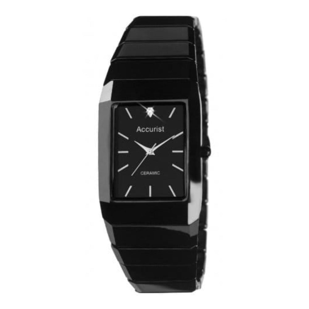Gents Black Ceramic Bracelet Linked Watch